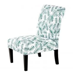 Kayoom Chaises capitonnées Indira I - Tissu / Hêtre massif - Noir / Vert et blanc