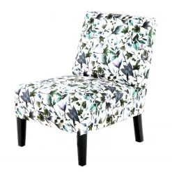 Kayoom Chaises capitonnées Indira IV - Tissu / Hêtre massif - Noir / Vert et blanc
