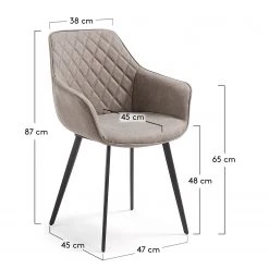 Red Living Chaises à accoudoirs Amira (lot de 2) - Imitation cuir / Acier - Noir - Sable vintage -Luxe Intérieur Magasin 1000216166 200623 13435700059 SKETCH DETAILS P000000001000216166 sketch