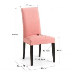 Ars Natura Chaise capitonnée Ellerby III (lot de 2) - Tissu / Hêtre massif - Noir - Abricot -Luxe Intérieur Magasin 1000216203 200623 13481900316 SKETCH DETAILS P000000001000216203 sketch