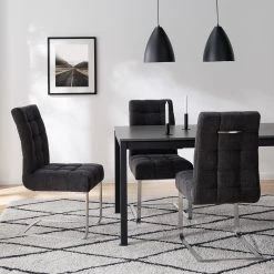 Ars manufacti Chaises cantilever Stawley I (lot de 2) - Tissage à plat / Acier inoxydable - Gris foncé / Acier inoxydable -Luxe Intérieur Magasin 1000218417 210224 13104100001 MOOD DETAILS P000000001000218417 mood