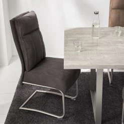 Fredriks Chaises cantilever Crowan(lot de 2) - Microfibre / Acier inoxydable - Gris vintage -Luxe Intérieur Magasin 1000218550 210311 11465400008 MOOD DETAILS P000000001000218550 mood