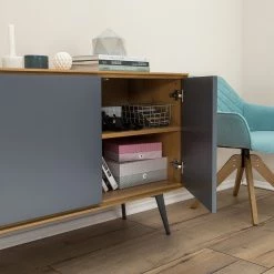 Studio Copenhagen Buffet Danica - Placage en bois véritable - Gris foncé mat / Frêne -Luxe Intérieur Magasin 1000220479 201113 13035200053 DETAILS P000000001000220479