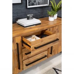 Ars manufacti Buffet Urban Industry II - Partiellement en acacia massif / Métal - Acacia / Noir -Luxe Intérieur Magasin 1000224223 220114 13435300042 DETAILS P000000001000224223