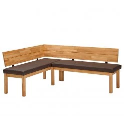 Schösswender Banc d’angle Roberto I - Imitation cuir / Duramen de hêtre massif - Marron foncé / Duramen de hêtre