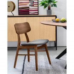 Norrwood Chaises Varkaus II (lot de 2) - Tissu /Placage noyer et hévéa massif - Gris / Noyer -Luxe Intérieur Magasin 1000225987 200917 06365000056 MOOD DETAILS P000000001000225987 mood