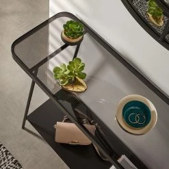 Red Living Console Kingswell - Verre / Métal - Gris / Noir -Luxe Intérieur Magasin 1000226423 200928 15151900065 DETAILS P000000001000226423