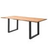 Ars Natura Table Kapra - Acacia brun - 160 x 90 cm - Noir - Forme en U - Épaisseur plateau : 2.5 cm