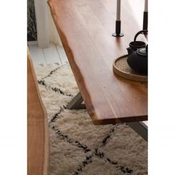 Ars Natura Table Kapra - Acacia brun - 180 x 90 cm - Argenté - Forme en X - Épaisseur plateau : 2.5 cm -Luxe Intérieur Magasin 1000227925 210126 13015200031 DETAILS P000000001000227925