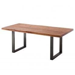Ars Natura Table Kapra - Acacia brun - 200 x 100 cm - Métal vintage - Forme en U - Épaisseur plateau : 5 cm