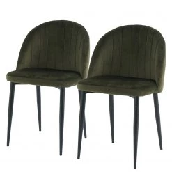 Jack & Alice Chaises capitonnées Jacklin IV (2 élém.) - Velours / Fer - Vert olive