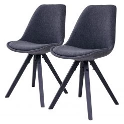 Norrwood Chaises Trebes III (lot de 2) - Tissu / Hévéa massif - Gris foncé / Noir