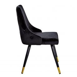 Jack & Alice Chaises capitonnées Loix (lot de 2) - Velours / Acier - Noir -Luxe Intérieur Magasin 1000234601 210115 12513500043 DETAILS P000000001000234601