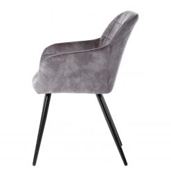 Jack & Alice Chaise à accoudoirs Vieville - Velours / Acier - Gris foncé / Noir -Luxe Intérieur Magasin 1000235392 210818 08500400050 DETAILS P000000001000235392