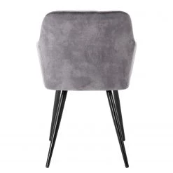 Jack & Alice Chaise à accoudoirs Vieville - Velours / Acier - Gris foncé / Noir -Luxe Intérieur Magasin 1000235392 210818 08500400052 DETAILS P000000001000235392