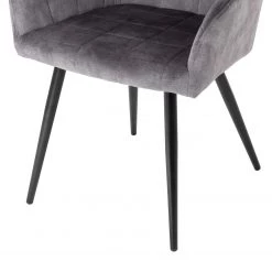 Jack & Alice Chaise à accoudoirs Vieville - Velours / Acier - Gris foncé / Noir -Luxe Intérieur Magasin 1000235392 210818 08500400055 DETAILS P000000001000235392