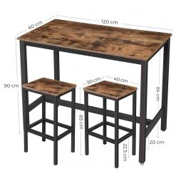 Red Living Ensemble de bar Theville (3 éléments) - Imitation chêne rustique / Noir -Luxe Intérieur Magasin 1000235780 210118 06491500435 SKETCH DETAILS P000000001000235780 sketch