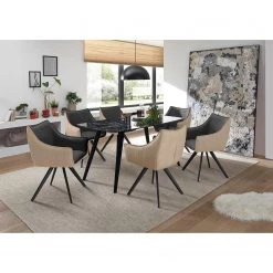 Ars manufacti Chaise à accoudoirs Noyack (lot de 2) - Microfibre / Métal - Gris et Beige / Anthracite -Luxe Intérieur Magasin 1000240191 210106 06545300002 MOOD DETAILS P000000001000240191 mood