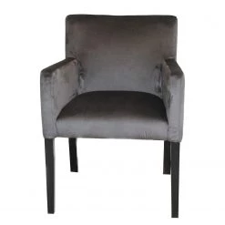 Velvet Studio Chaise à accoudoirs Meaux - Velours / Hêtre massif -Anthracite / Noir -Luxe Intérieur Magasin 1000241546 210121 14210400009 DETAILS P000000001000241546