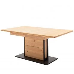 Loftscape Table Locmalo (extensible) - Partiellement en chêne massif - Planches de chêne Bianco / Anthracite