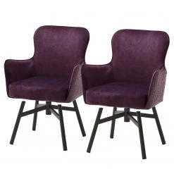 Fredriks Chaises Stalewell IV (lot de 2) - Microfibre et tissu structuré / Acier - Bordeaux
