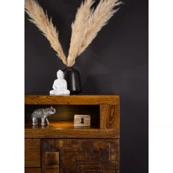 Wolf-Möbel Buffet Bazac - Avec éclairage - Acacia massif - Acacia / Gris foncé -Luxe Intérieur Magasin 1000243213 220311 030 DETAILS P000000001000243213