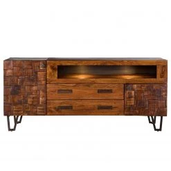 Wolf-Möbel Buffet Bazac - Avec éclairage - Acacia massif - Acacia / Gris foncé -Luxe Intérieur Magasin 1000243213 220314 040 DETAILS P000000001000243213