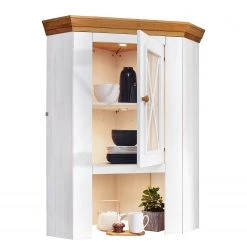 Maison Belfort Haut de buffet d’angle Ummanz - Pin massif - Blanc / Pin -Luxe Intérieur Magasin 1000249472 210420 08310600211 DETAILS P000000001000249472