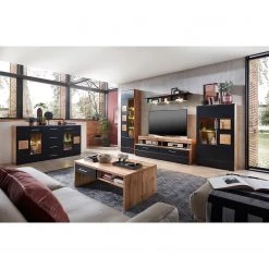 Loftscape Buffet Belloc - Avec éclairage - Noir mat / Imitation chêne -Luxe Intérieur Magasin 1000249570 211001 140739000021 MOOD DETAILS P000000001000249570 mood