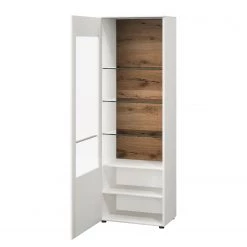 GWINNER Vitrine Bellano - Placage en bois véritable - Mat blanc / Chêne de poutre - Butoir à gauche - Sans éclairage -Luxe Intérieur Magasin 1000254915 210511 10460400123 DETAILS P000000001000254915
