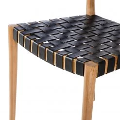 Ars manufacti Chaise Cerro - Cuir véritable / Teck massif - Noir / Teck -Luxe Intérieur Magasin 1000257228 220818 033 DETAILS P000000001000257228