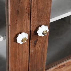 Wolf-Möbel Vaisselier Maison - Acacia massif - Acacia couleur pierre / Blanc cassé -Luxe Intérieur Magasin 1000257397 211216 081934000120 DETAILS P000000001000257397