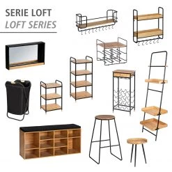 WENKO Étagère échelle Loft - Bambou massif / Métal - Bambou / Noir -Luxe Intérieur Magasin 1000260952 210423 13360000198 DETAILS P000000001000260952