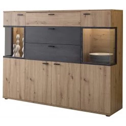 Red Living Buffet haut Ambato I - Imitation chêne Artisan