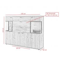Red Living Buffet haut Ambato I - Imitation chêne Artisan -Luxe Intérieur Magasin 1000263436 210430 11510500206 SKETCH DETAILS P000000001000263436 sketch