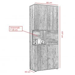 Red Living Vitrine Ambato - Imitation chêne Artisan -Luxe Intérieur Magasin 1000263443 210430 11515400224 SKETCH DETAILS P000000001000263443 sketch