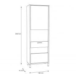 Norrwood Vitrine Boyd - Blanc / Imitation chêne -Luxe Intérieur Magasin 1000270239 210609 06160000212 SKETCH DETAILS P000000001000270239 sketch