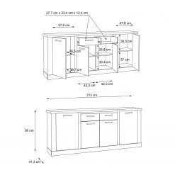Ridgevalley Enfilade Moro II - Imitation chêne artisan / Gris -Luxe Intérieur Magasin 1000272379 210819 07024800129 SKETCH DETAILS P000000001000272379 sketch