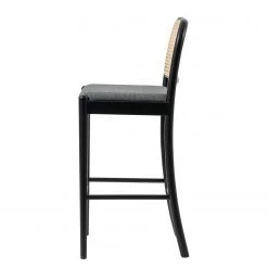 Studio Copenhagen Chaise de bar Cutis - Rotin et tissu / Hêtre massif - Gris -Luxe Intérieur Magasin 1000273458 220420 035 DETAILS P000000001000273458