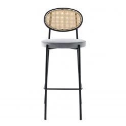 Studio Copenhagen Chaises de bar Davie (lot de 2) - Rotin et tissu / Métal - Gris clair -Luxe Intérieur Magasin 1000273469 220517 030 DETAILS P000000001000273469