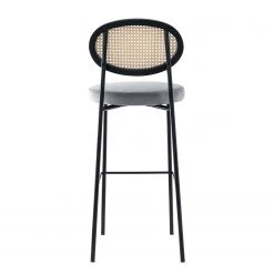 Studio Copenhagen Chaises de bar Davie (lot de 2) - Rotin et tissu / Métal - Gris clair -Luxe Intérieur Magasin 1000273469 220517 050 DETAILS P000000001000273469