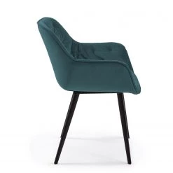 Jack & Alice Chaises à accoudoirs Kiana (lot de 2) - Velours / Acier - Bleu pétrole / Noir -Luxe Intérieur Magasin 1000274208 210618 10464100041 DETAILS P000000001000274208