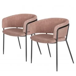 Jack & Alice Chaises accoudoirs Vilhena IV (lot de 2) - Velours côtelé - Rose vieilli