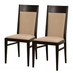 Velvet Studio Chaises Ripon (lot de 2) - Tissu / Hêtre massif - Camel / Noir