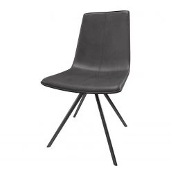 GWINNER Chaise capitonnée Aria - Cuir véritable - Noir - Pivotant
