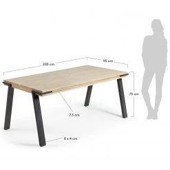Mørteens Table Aston - Acacia massif / Acier - Acacia / Noir -Luxe Intérieur Magasin 1000276557 210629 15001600149 SKETCH DETAILS P000000001000276557 sketch