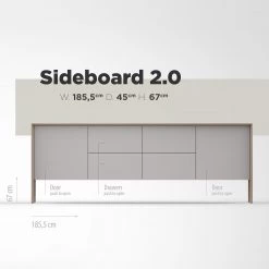 Studio Copenhagen Enfilade Maayka II - Partiellement en chêne massif - Blanc / Chêne clair -Luxe Intérieur Magasin 1000277388 211111 144903000513 SKETCH DETAILS P000000001000277388 sketch