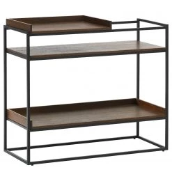 Red Living Console Ratho - Placage en bois véritable / Métal - Chêne fumé / Noir