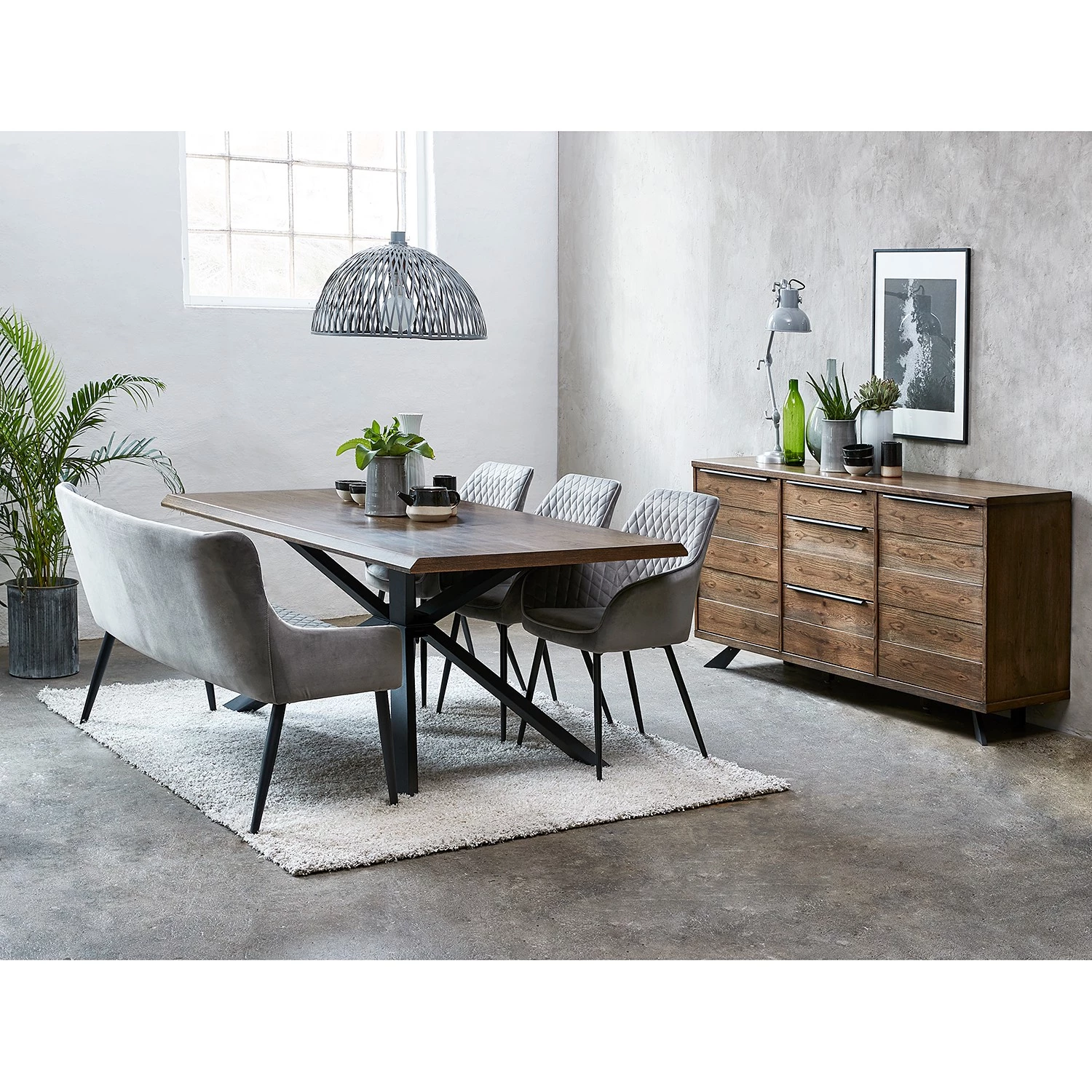 Red Living Buffet Berck - Placage en bois véritable - Chêne fumé / Noir 4 Red Living Buffet Berck - Placage en bois véritable - Chêne fumé / Noir – Image 4