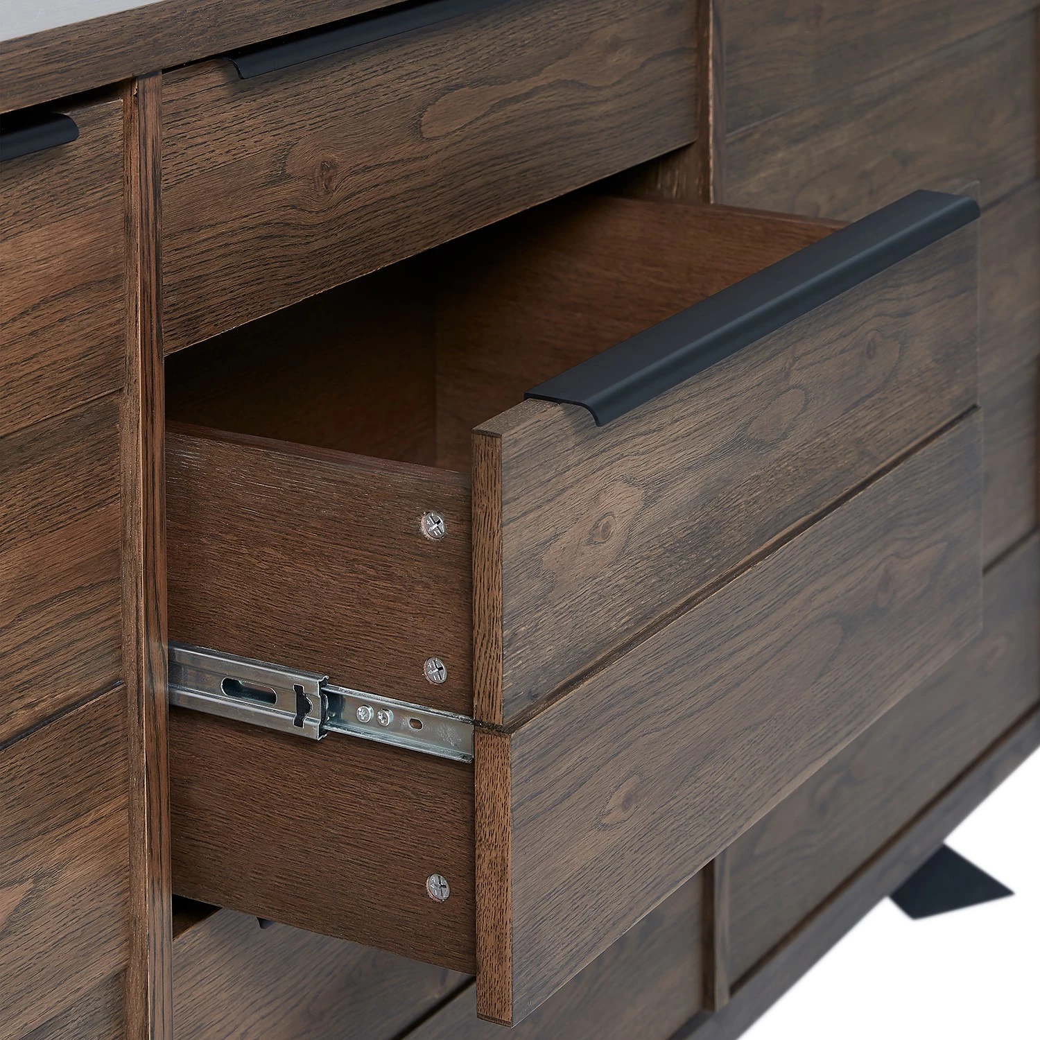 Red Living Buffet Berck - Placage en bois véritable - Chêne fumé / Noir 9 Red Living Buffet Berck - Placage en bois véritable - Chêne fumé / Noir – Image 9